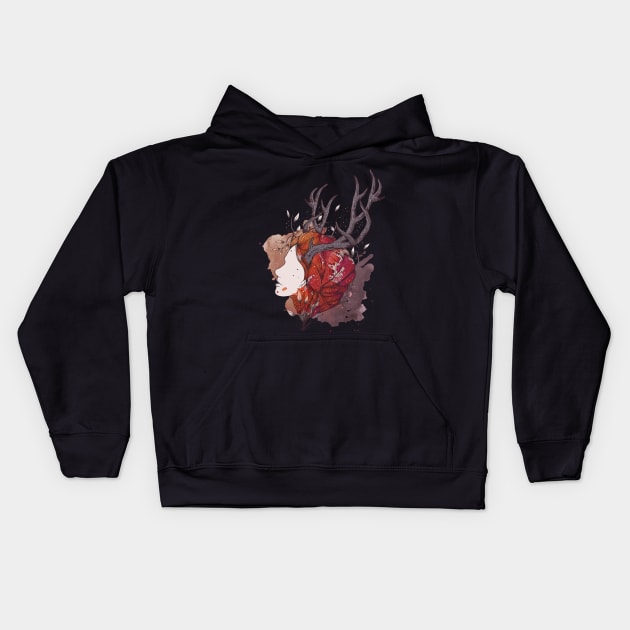 Autumn goddess Kids Hoodie by Jess Adams